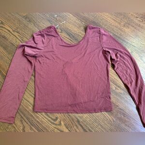 POL Long Sleeve Top in Deep Burgundy
